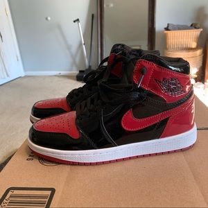 Air Jordan Mens 1 Retro High OG Patent Bred Shoes